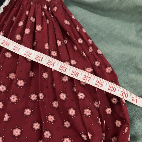 Vintage Handmade Prairie Dress Bonnet Historical Reenactment Calico Red Pioneer - Picture 8 of 13